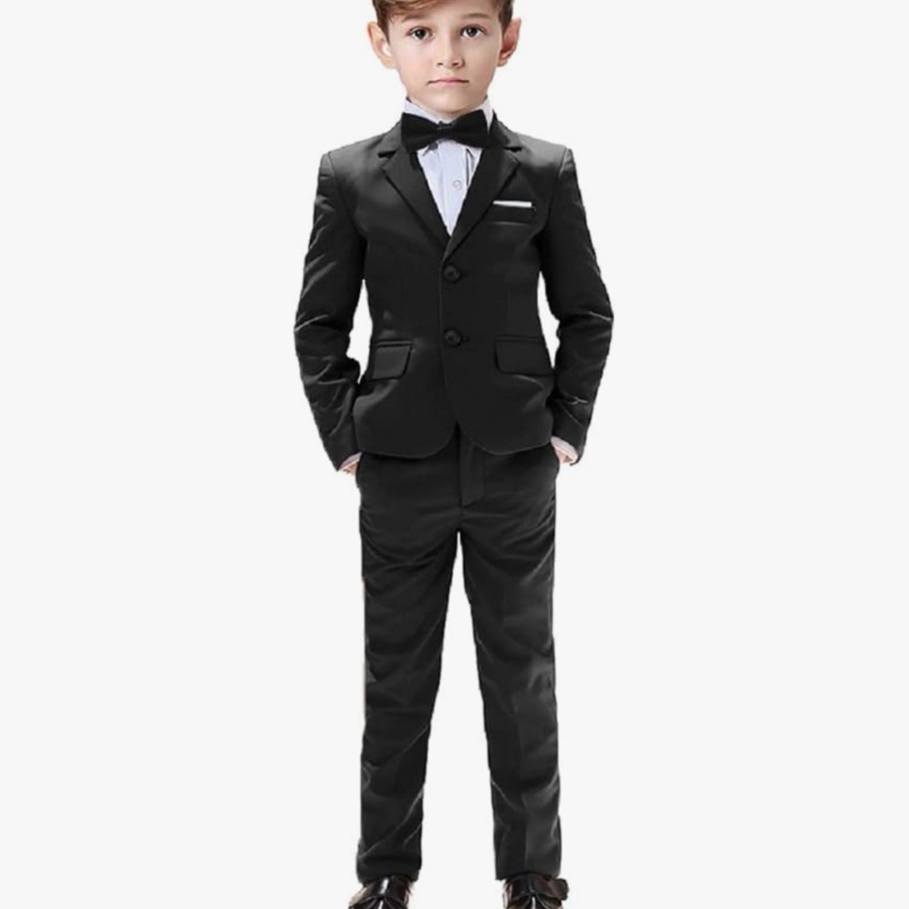 Classic Boys' Black Suit with Bow Tie
